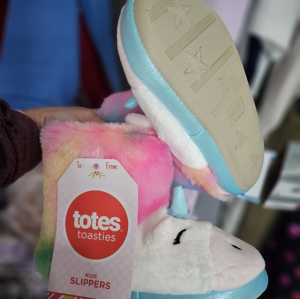 totes unicorns slippers shoes girl size 13 - 1